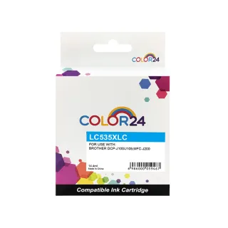 【Color24】for BROTHER LC535XL-C/LC535XLC 藍色高容量相容墨水匣(適用 MFC J200/DCP J100/DCP J105)