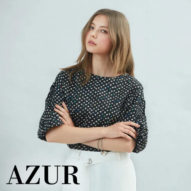 【AZUR】古典俏麗圓點蓬袖上衣-2色