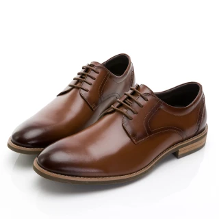 【GEORGE 喬治皮鞋】氣墊系列 素面牛皮綁帶木紋核心氣墊紳士鞋-棕色935035BW-24