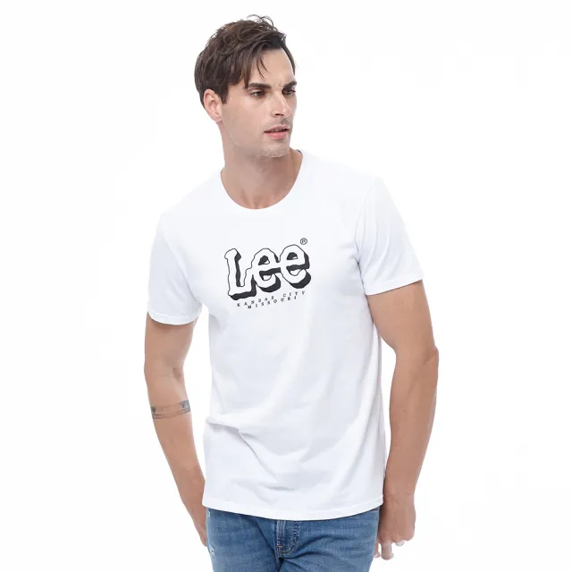 【Lee 官方旗艦】男裝 短袖T恤 / 立體LOGO印花 清新白 標準版型(LL200129K14)