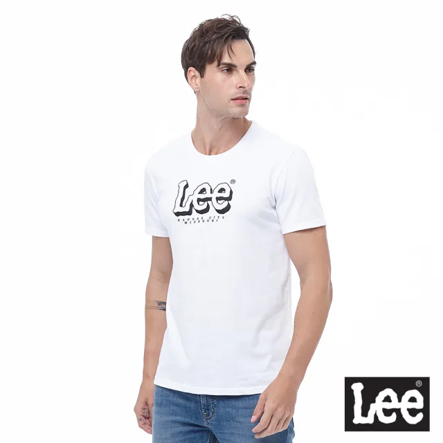 【Lee】出清品-男裝 短袖T恤 / 立體LOGO印花 清新白 標準版型(LL200129K14)
