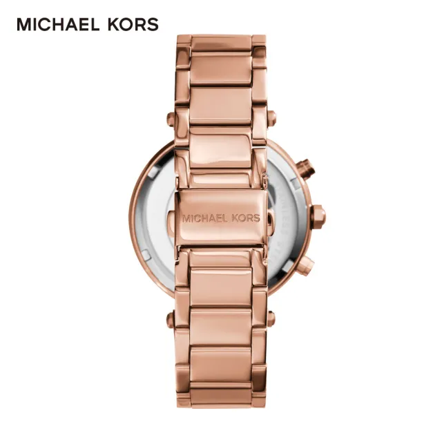 【Michael Kors 官方直營】Parker 三眼計時晶鑽女錶 玫瑰金不鏽鋼鍊帶 手錶 39MM MK5491
