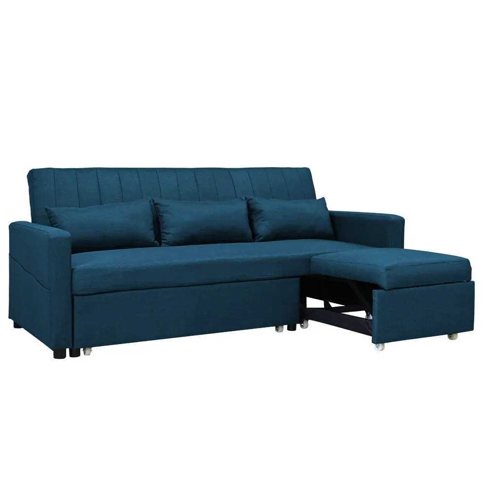 【新生活家具】《托瑪士》亞麻布L型沙發床 可坐可躺 多色可選