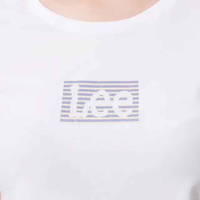 【Lee 官方旗艦】女裝 短袖T恤 / 經典LOGO 撞色長框 清新白 標準版型(LL200174K14)