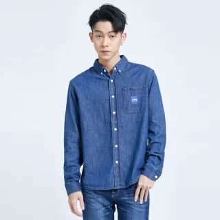 【EDWIN】男裝 EFS 貼袋式牛仔襯衫(原藍磨)