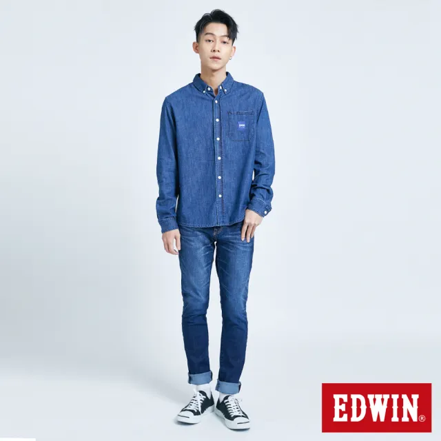 【EDWIN】男裝 EFS 貼袋式牛仔襯衫(原藍磨)