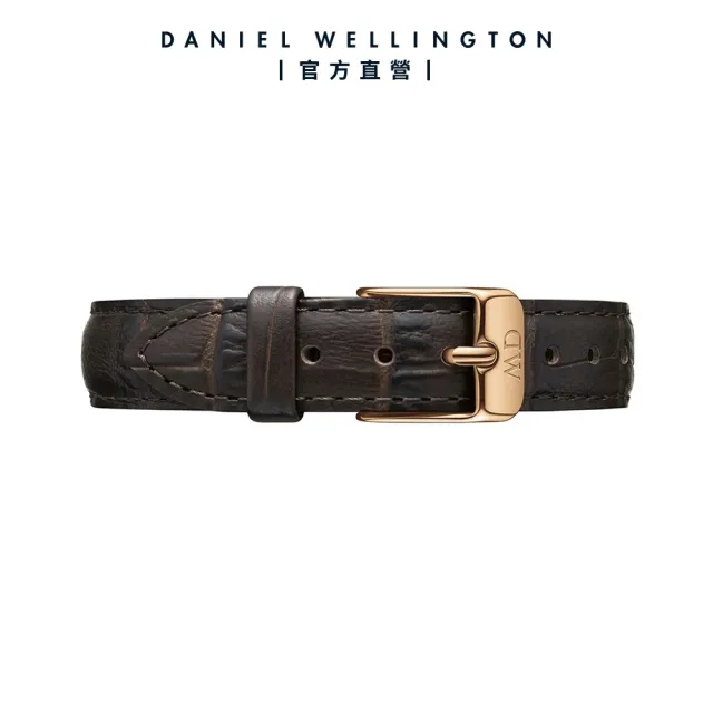 【Daniel Wellington】DW 錶帶 Petite York 黑棕壓紋真皮錶帶(DW00200152)