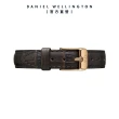 【Daniel Wellington】DW 錶帶 Petite York 黑棕壓紋真皮錶帶(DW00200152)
