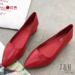 【J&H collection】氣質優雅真皮質感銀邊鞋跟低跟鞋(現+預  黑色 / 紅色 / 米色)