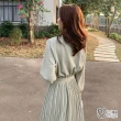 【Mini 嚴選】現貨 雪紡壓褶收腰連衣裙(二色)