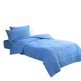 【LAMINA】條紋藍 綠能涼感紗抗菌針織四件式涼被床包組(加大)