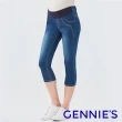 【Gennies 奇妮】率性刷白牛仔褲-藍(孕婦褲 七分褲 後雙口袋 彈力羅紋 中腰褲頭 COOLMAX)