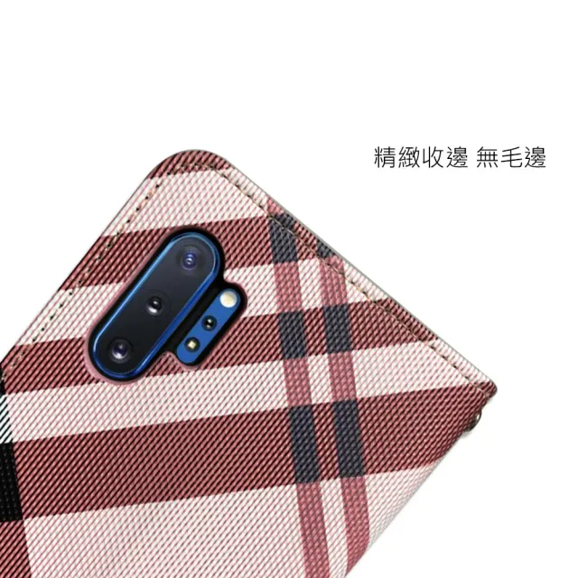 【Aguchi 亞古奇】Samsung Galaxy Note 10+ 6.8吋 英倫格紋氣質手機皮套 側掀磁扣支架式皮套 限量發行