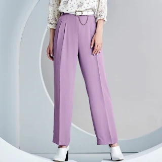 【ILEY 伊蕾】率性剪裁直筒西裝褲(紫色；M-XL；1233016573)