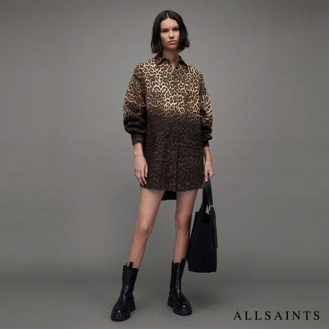 ALLSAINTS LILY 印花短洋裝ANIMAL BROWN(寬鬆版型)