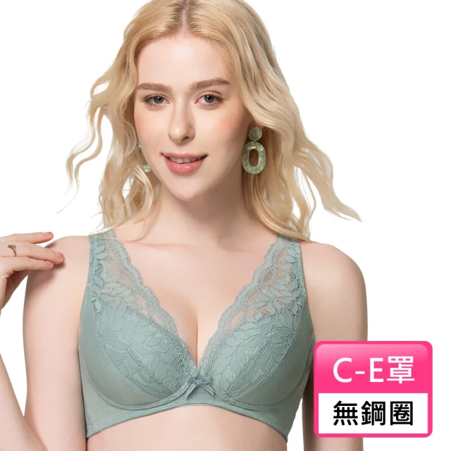 【Swear 思薇爾】有氧森活系列C-E罩無鋼圈蕾絲包覆女內衣(光譜綠)