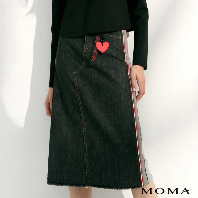 MOMA 造型拼接牛仔裙(黑色)好評推薦