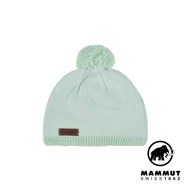 Mammut 長毛象 Snow Beanie 保暖針織毛球羊毛帽 薄荷綠/白 #1191-01120