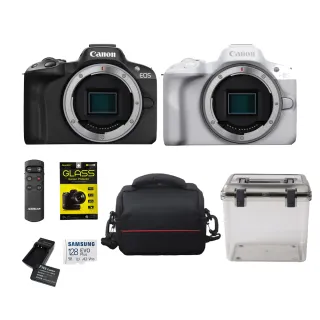 【Canon】EOS R50 BODY 單機身+CR-2613包+副電座充+128G記憶卡+A-2218防潮盒+鋼化貼+藍牙遙控器(公司貨)