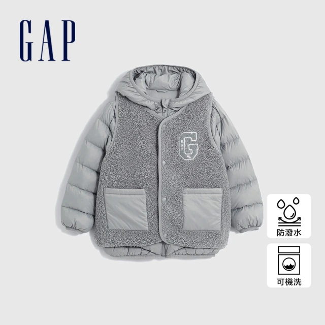 GAP 男童裝 Logo刷毛鬆緊錐形牛仔褲-深藍色(8368