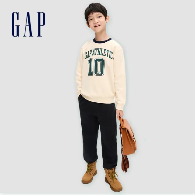 GAP】男童裝Logo刷毛束口鬆緊褲碳素軟磨系列-灰色(836648) - momo購物