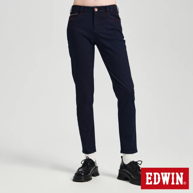 EDWIN 女裝 東京紅360°迦績彈力機能錐形牛仔褲(原藍色)