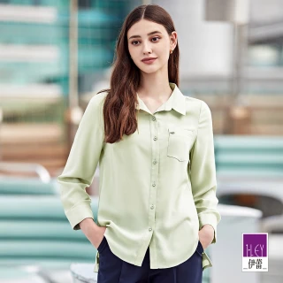 【ILEY 伊蕾】簡約時尚寬鬆版造型襯衫上衣(淺綠色；M-XL；1223011507)