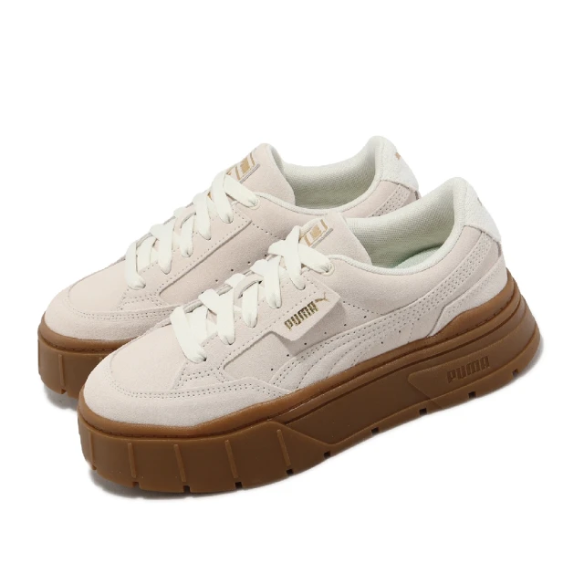 PUMA 厚底休閒鞋 Mayze Stack Soft Winter Wns 女鞋 麂皮 米白 焦糖底 增高(393065-01)