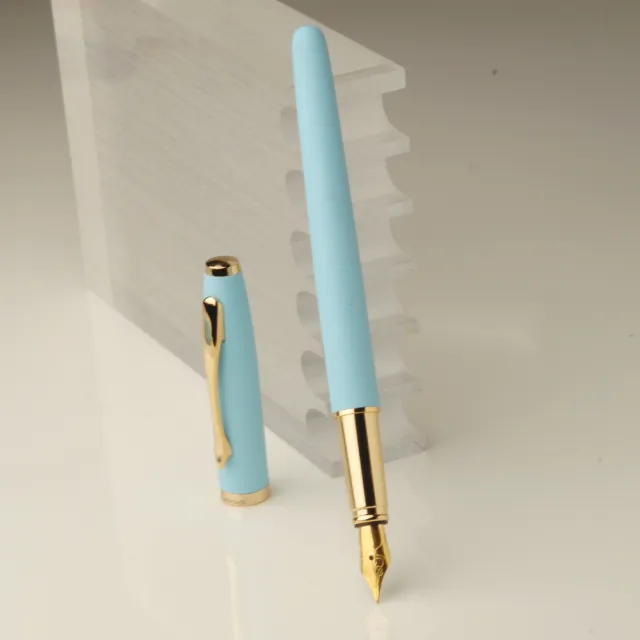 【ZA Zena】不羈的橡皮漆系列 鋼珠筆與鋼筆 一筆二用 豪華禮盒 水青(畢業禮物)