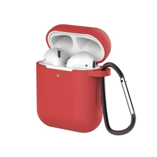 【General】AirPods 保護套 保護殼 無線藍牙耳機充電矽膠收納盒- 時尚紅(附掛勾)