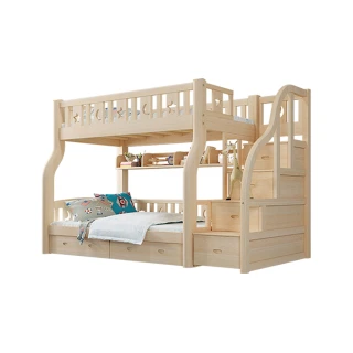 【HA Baby】驚喜套組-階梯上漆款120床型+上下舖10CM記憶床墊(上下鋪、雙層床、兒童床架、台灣製)