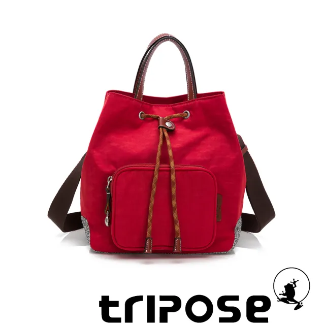 【tripose】漫遊系列岩紋手提斜背水桶包(番茄紅)