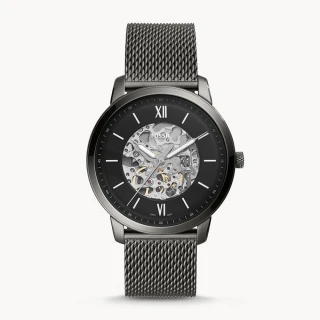 【FOSSIL】Neutra自動灰色不銹鋼米蘭手錶(ME3185)