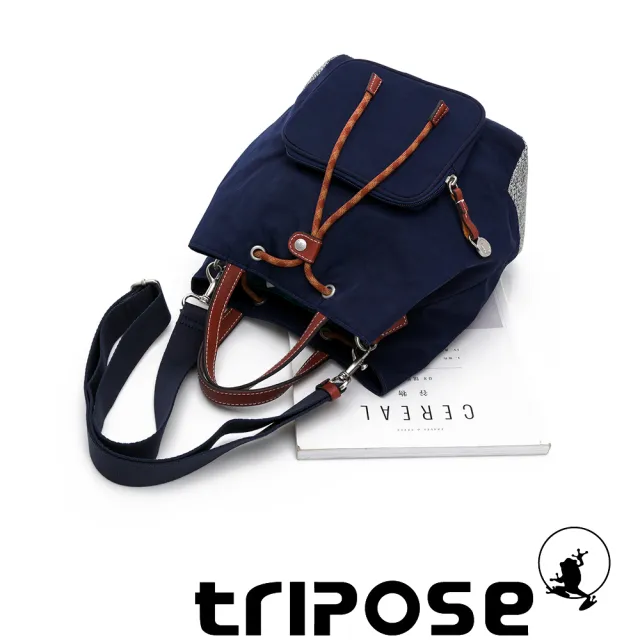 【tripose】漫遊系列岩紋手提斜背水桶包(深海藍)