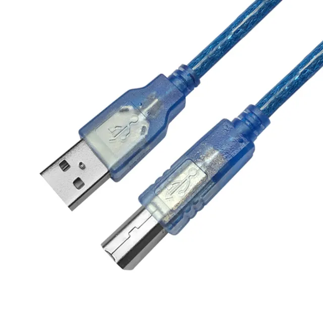 【百寶屋】USB 2.0 A公對B公傳真機印表機連接線 透藍1.8米 2入