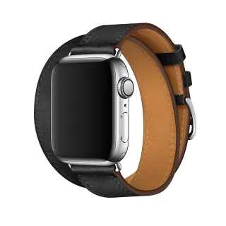 【kingkong】Apple Watch S8/7/6/5/4/3/SE 真皮質雙圈商務錶帶 純色腕帶(iWatch替換錶帶 通用)