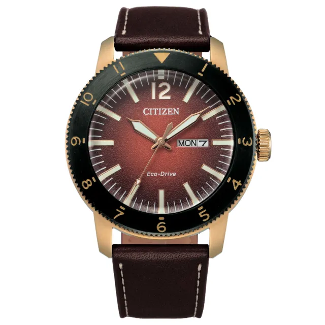 【CITIZEN 星辰】光動能型男潮流時尚男錶-酒紅/43.5mm 母親節限定(AW0079-13X)