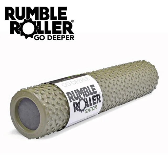 【Rumble Roller】揉壓按摩滾輪 贈背帶 狼牙棒 Gator 鱷皮系列 56cm(瑜珈柱 按摩滾筒 筋膜放鬆 瑜珈滾筒)