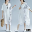 【JILLI-KO】買一送一 錯亂線條印花寬鬆連衣裙-F(黑/白)