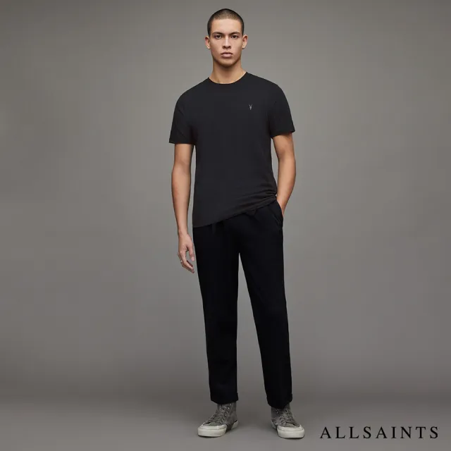 【ALLSAINTS】BRACE TONIC 公羊頭骨刺繡純棉修身短袖T恤-烏黑 MD131G(常規版型)