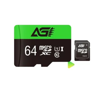 【AGI 亞奇雷】microSDXC  UHS-I 64G 記憶卡 附轉卡(Made in Taiwan)