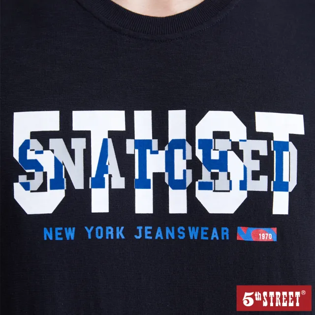 【5th STREET】男裝 短t 短袖 上衣 t恤 TEE logo 錯位 棉質 黑色(570849)