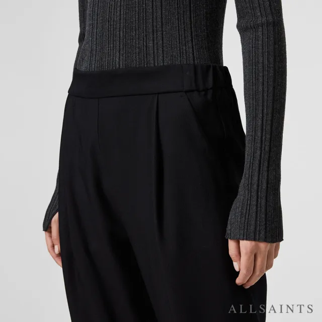 【ALLSAINTS】ALEIDA 俐落打摺修身西裝長褲-黑 WT018P