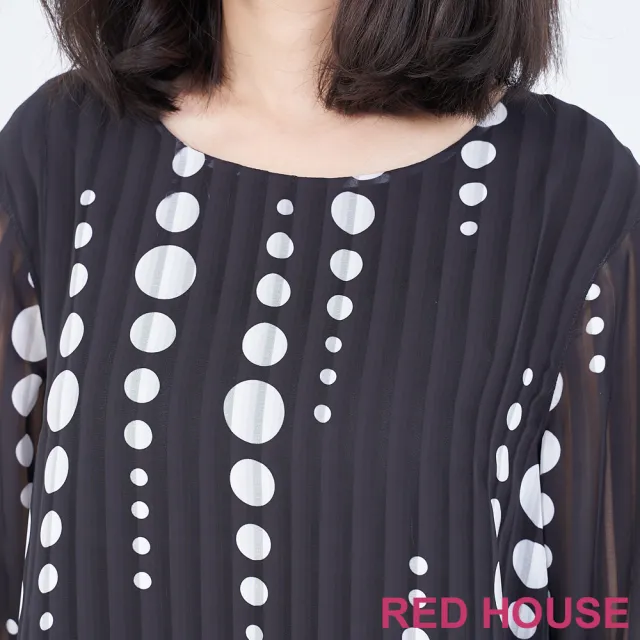 【RED HOUSE 蕾赫斯】大小點條紋上衣(黑色)