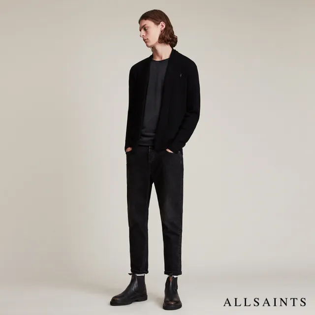 【ALLSAINTS】MODE MERINO 純羊毛公羊頭骨刺繡針織外套-黑 MK002D(舒適版型)