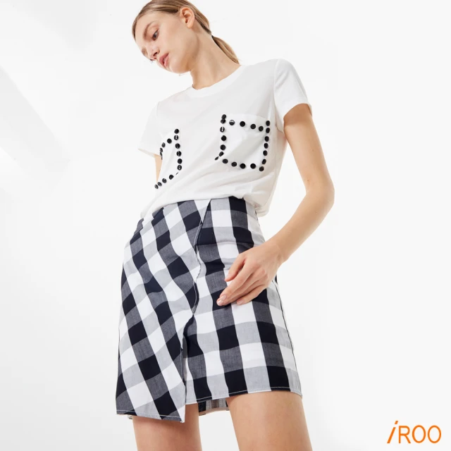 【iROO】黑白格紋短裙