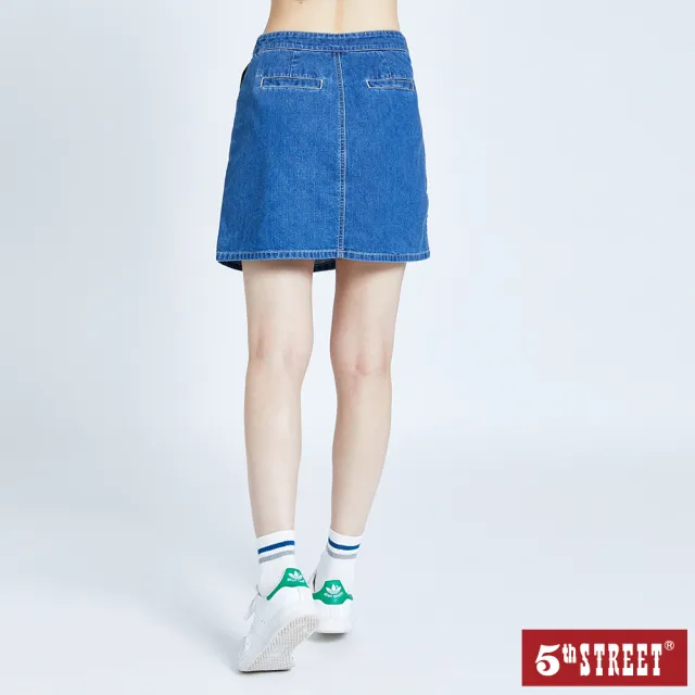 【5th STREET】女裝剪裁設計牛仔短裙-酵洗藍