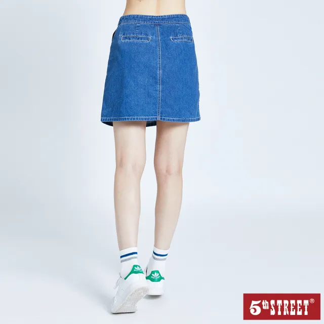 【5th STREET】雙11 女裝 短裙 牛仔短裙 丹寧 牛仔 片裙 棉質 深藍(980026)