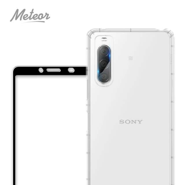 【Meteor】SONY Xperia 10 II 手機保護超值3件組(透明空壓殼+鋼化膜+鏡頭貼)