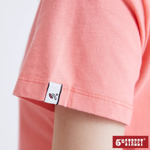 【5th STREET】女復古標籤短袖T恤-玫瑰紅
